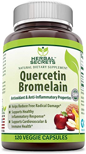 Herbal Secrets Quercetin 800 Mg with Bromelain 165 Mg, 120 Veggie Capsules (Non-GMO) - Supports Cardiovascular & Immune Health * Supports Healthy inflammatory Response *(2 Pack)