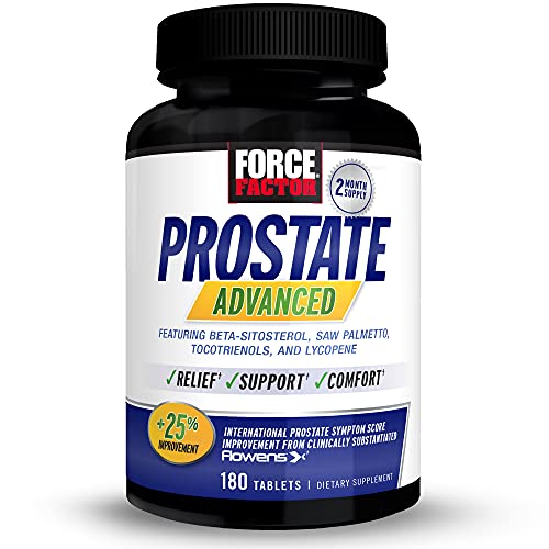Force Factor Prostate Advanced, Health Supplement for Men for Reducing Nighttime Bathroom Trips, Bladder & Urinary Relief, with Saw Palmetto, Beta-Sitosterol, 180 Tablets (1-Pack)