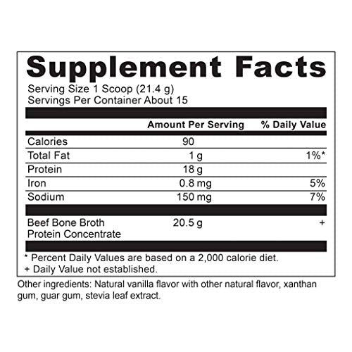 Bone Broth Protein Powder by Ancient Nutrition, Vanilla, Beef, 18g Protein per Serving, Supports Healthy Skin, Gut Health, Joint Supplement, Gluten, Paleo and Keto Friendly, 15 Servings