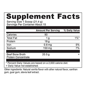 Bone Broth Protein Powder by Ancient Nutrition, Vanilla, Beef, 18g Protein per Serving, Supports Healthy Skin, Gut Health, Joint Supplement, Gluten, Paleo and Keto Friendly, 15 Servings