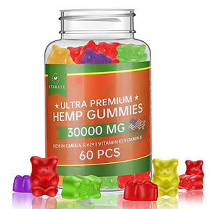 Hemp Gummies 30000MG - 100% Natural Hemp Oil Infused Gummies for Pain, Anxiety, Stress & Inflammation Relief, Promotes Sleep & Calm Mood