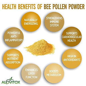 ALOVITOX Bee Pollen Powder | 100% Pure, Natural Raw Bee Pollen - Antioxidants, Proteins, Vitamins B6, B12, C and A, Amino Acids and More (Bee Pollen Powder, 5 LB)