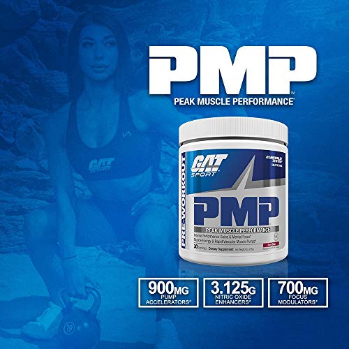 GAT PMP (Peak Muscle Performance), Next Generation Pre Workout Powder for Intense Performance Gains, Green Apple, 30 Servings