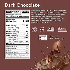 OWYN - 100% Vegan Plant-Based Protein Shakes | Dark Chocolate, 12 Fl Oz (Pack of 4) | Dairy-Free, Gluten-Free, Soy-Free, Tree Nut-Free, Egg-Free, Allergy-Free, Vegetarian