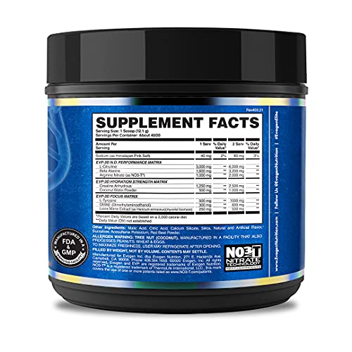 Evogen EVP 3D | Xtreme Stimulant Free Pre-Workout Pump Ignitor, Arginine Nitrate, Citrulline, Beta-Alanine, Lions Mane | Raspberry Lemonade