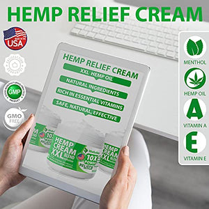 Hemp Cream 2,500,000 XXL Blend - X10 Power - Natural Hemp Extract Cream - Made in USA - Good for Skin Health