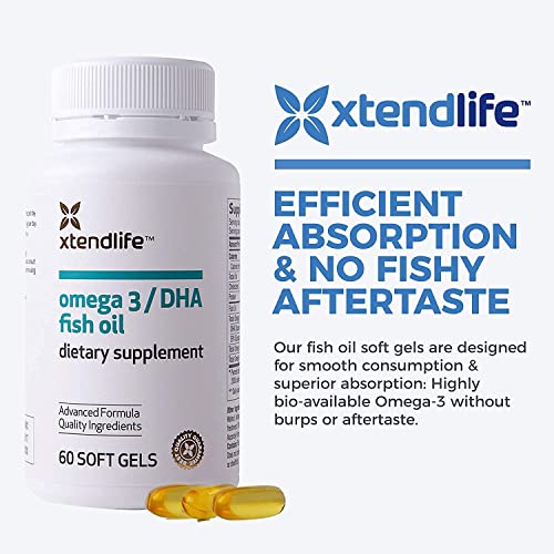 Xtend-Life, Omega 3/DHA Fish Oil, Natural Heart, Brain & Joint Support, Exclusive Advanced Formula w/Triglyceride, 60 Soft Gels (700mg DHA)