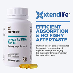 Xtend-Life, Omega 3/DHA Fish Oil, Natural Heart, Brain & Joint Support, Exclusive Advanced Formula w/Triglyceride, 60 Soft Gels (700mg DHA)