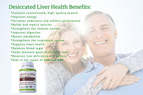 N'More Desiccated Liver Capsules, Certified 100% Grass Fed Undefatted Argentine Natural Beef Liver Supplements, 120 Capsules, 750mg per Capsule