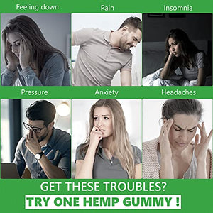 (2 Pack) High Potency Hemp Gummies for Pain Relief and Inflammation - 3,000mg Hemp Gummies Extra Strength Anxiety - Sleep, Stress, Mood, Focus & Energy - Organically USA Zero cbd