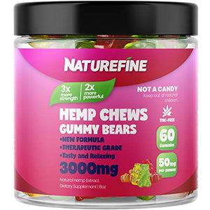 Hemp Gummies - 3000 MG - 50MG per Gummie - Hemp Oil for Pain Relief - Overall Health - Grown & Made in The US