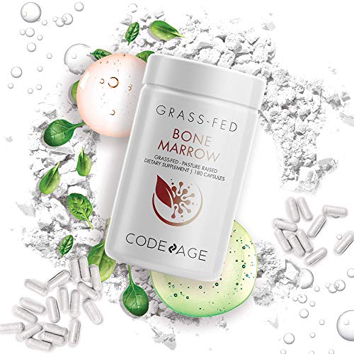 Codeage Grass Fed Bone Marrow Supplement - Freeze Dried, Non-Defatted, & Desiccated Beef Bone Marrow Pills - Raw Whole Bone Marrow, Bone Matrix, Cartilage - 3000mg per Serving - 180 Capsules