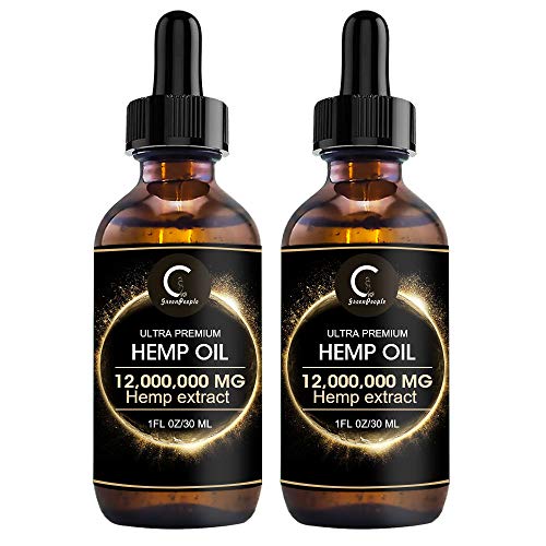 (2Pack) GPGP GreenPeople Natural Hemp Oil Extract 12,000,000MG, Immune System Support, Focus Calm, Stress, Mood, Pure Extract, Rich in Omega 3&6&9 Fatty Acids