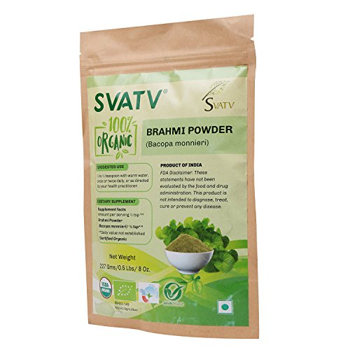 SVATV Organic Brahmi Powder II Bacopa Monnieri II USDA Certified II 227g, 0.5lb , 8oz