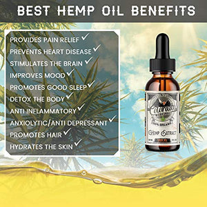 Hemp Oil for Pain & Anxiety Relief -5000mg of Pure Extract -Best Premium Organic -Colorado Grown -100% Natural Sleep Aid -High in Omega 3-6-9- Helps Brain Skin & Hair Zero THC CBD Cannabidiol