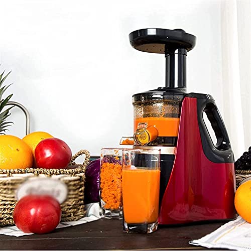 XUERUIGANG Juicer Machines, Slow Masticating Juicer Extractor Easy to Clean, Quiet Motor and Reverse Function, Cold Press Juicer for Vegetable and Fruit Carrots, Oranges and Celery etc （Red）