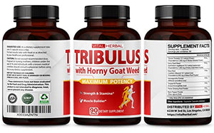 7 in 1 Ultra Tribulus Terrestris with Horny Goat Weed Capsules 9170 mg - Maximum Strength with Ashwagandha Tribulus Maca Root Enhance Energy Stamina for Men Women 1 Bottle (90 Count (Pack of 1))