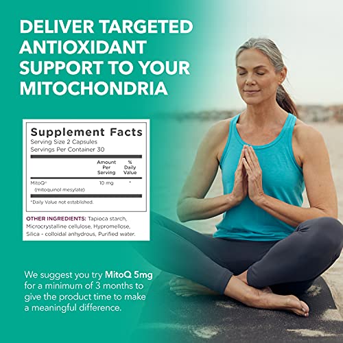 MitoQ Advanced CoQ10 Ubiquinol Supplement, Antioxidant Support for Mitochondria, Organ Health, Healthy Aging, and Cellular Energy (60 Veggie Capsules)