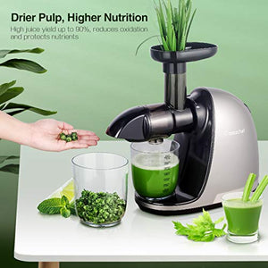 Slow Masticating Juicer, AMZCHEF Slow Juicer Extractor Professional Machine, Cold Press Juicer with Quiet Motor/Reverse Function, Juicer Machines with Brush, for High Nutrient Fruit & Vegetable Juice