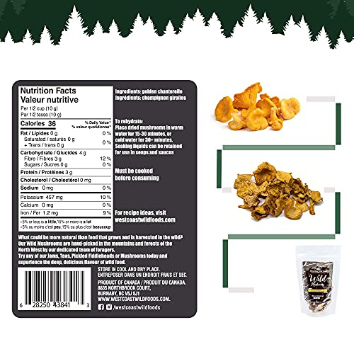 West Coast Wild Foods | Dried Wild Mushrooms (Chanterelle, 0.70oz - 20g)