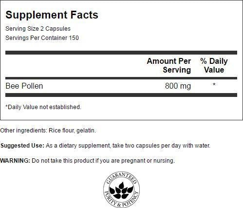 Swanson Bee Pollen 400 Milligrams 300 Capsules (1 Pack)