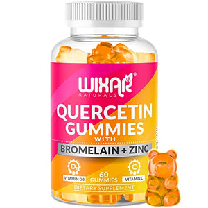 Wixar Naturals Quercetin Gummies - Quercetin 500mg with Bromelain, Zinc, Vitamin C&D3 - Quercetin Gummy Supplements for Immune Support and Allergy - Immunity Booster Vitamins Supplement – 60 Chewable