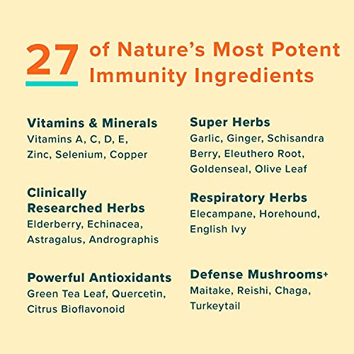 Ultimate Immune Support Vitamin C, D, E and Zinc + Natural Immunity Booster Multivitamin Herbal Supplement Elderberry & Echinacea, Daily Immune Defense & Antioxidant Support.