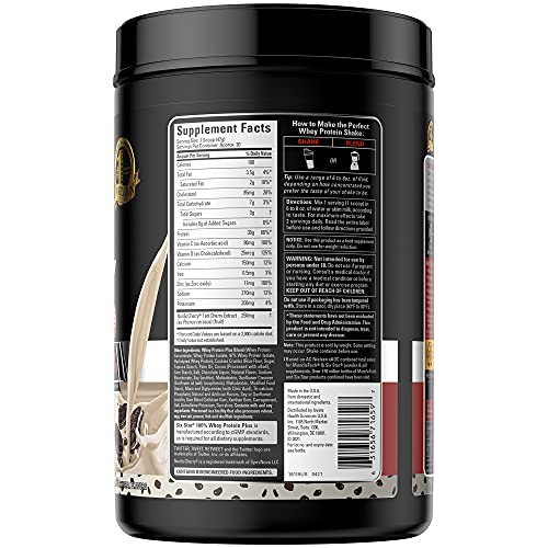 Six Star Whey Protein Powder Plus + Immune Support, Isolate & Peptides + Muscle Builder for Gain & Recovery, Cookies and Cream, 32 Oz