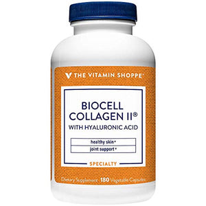 Biocell Collagen II with Hyaluronic Acid 1000mg, Supports Skin and Joint Health, Promotes Joint Comfort and Stimulates Cartilage Producing Cells (180 Vegetable Capsules) by The Vitamin Shoppe