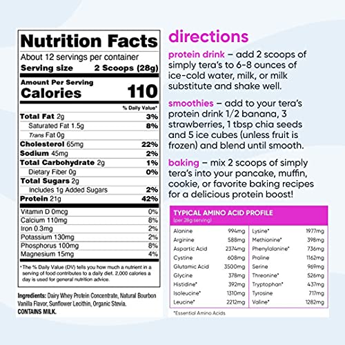 teraswhey Simply Pure Whey Protein, Bourbon Vanilla, 12 oz