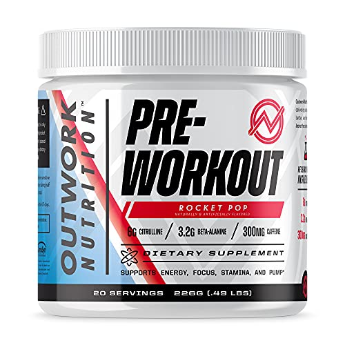 Outwork Nutrition Pre-Workout Supplement with Nootropics - Energy & Mental Focus for Better Workouts - Backed by Science (Rocket Pop, 226 Grams)