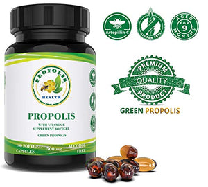 Bee Propolis Softgel 1000mg/Daily Per 2 Capsules | Brazilian Bee Propolis Extract - Immune Booster - Propolis Health - All Natural Allergy Supplement - Super Antioxidant |50 Days Supply Propolis Pills