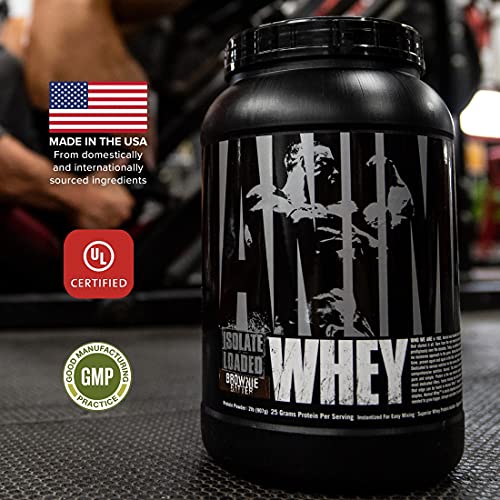 Animal Whey Isolate Whey Protein Powder – Isolate Loaded for Post Workout and Recovery – Low Sugar with Highly Digestible Whey Isolate Protein - Brownie Batter - 2 Pounds