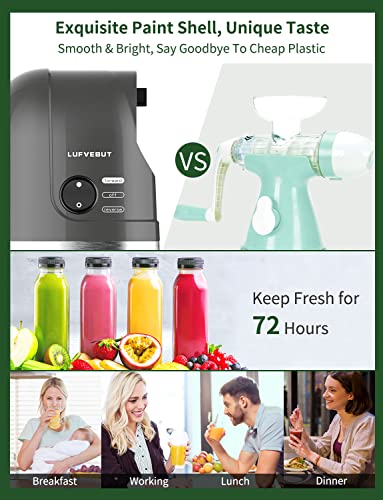 Slow Juicer Machines Cold Pressed Masticating Auger Juicer Extractor Separates Pulp for Hard Soft Vegetables and Fruits, BPA Free, Dishwasher Safe, Easy to Clean, Quiet Motor, Large Capacity with Cup