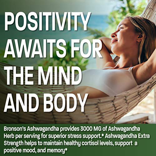 Bronson Ashwagandha Extra Strength 3000 mg per Serving, Stress & Mood Support with BioPerine - Non GMO, 120 Vegetarian Capsules