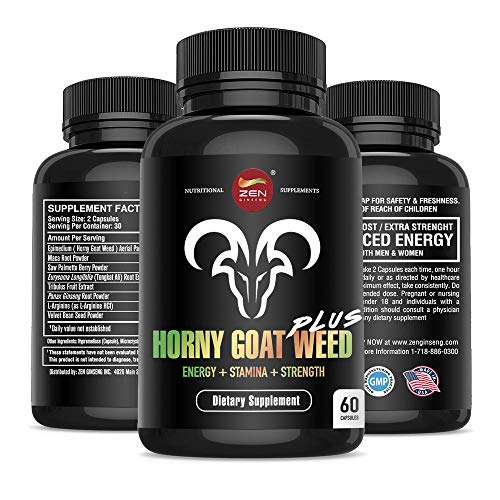 2 Premium Horny Goat Weed Plus with Maca Root & Tongkat Ali, Enhanced Energy Complex for Men. Natural Energy Boost, Supports Stamina, Performance & Drive. 120 Capsules