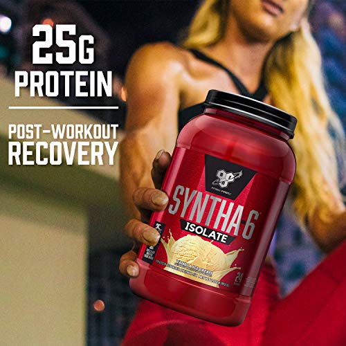 BSN SYNTHA-6 Isolate Protein Powder, Whey Protein Isolate, Milk Protein Isolate, Flavor: Strawberry Milkshake, 24 Servings (Packaging May Vary)