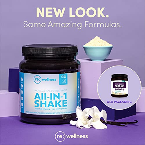 Reignite Wellness Vanilla Paleo-Inspired All-in-One Shake - Keto-Friendly Bone Broth Protein Powder - Healthy Shake Supports Lasting Energy with 20g of Protein (15 Servings, 1.16 lbs) - by JJ Virgin