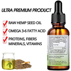 Lagunamoon Hemp Oil 3000 mg, Ultra Premium Hemp Seed Oil Help with Moisturize Skin & Reduce Hair Dryness, Vegan Friendly