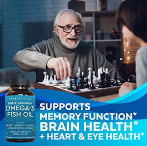 Viva Naturals Triple-Strength Omega 3 Fish Oil with EPA and DHA Supplements 2,200mg, 180 Softgels (3 Month Supply)