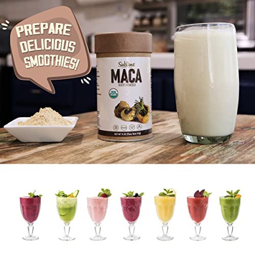 Sublime Maca Organic Superfood Powder for Increasing Energy, Stamina and Physical Strength, Plant Drink, No Added Sugar, 5oz Each