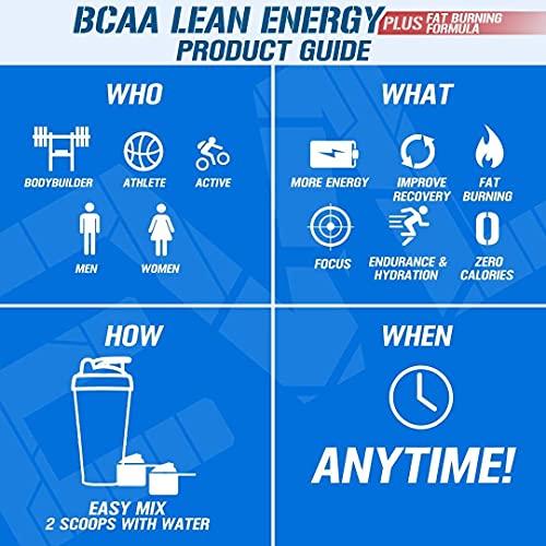 Evlution Nutrition BCAA Lean Energy - Essential BCAA Amino Acids + Vitamin C, Fat Burning & Natural Energy, Performance, Immune Support, Lean Muscle, Recovery, Pre Workout, 30 Serve, Cherry Limeade