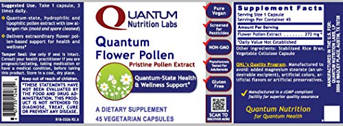 Quantum Flower Pollen, 45 Vegetarian Capsules - Pristine Pollen Extract from Flower Blossoms for Quantum-State Health and Wellness Support