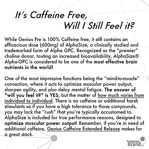Genius Pre Workout – All Natural Nootropic Preworkout Powder & Caffeine-Free Nitric Oxide Booster with Beta Alanine and Alpha GPC - Focus, Energy and Muscle Building Supplement, Grape Limeade, 338G