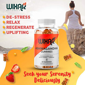 Wixar Naturals Ashwagandha Gummies with Turmeric and Black Pepper Extract - Herbal Gummy Supplement for Stress Relief, Anti Anxiety, Relaxation, Mood Immune & Thyroid Support