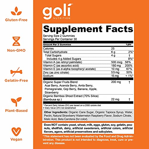 SUPERFRUITS Vitamin Gummy by Goli Nutrition - 60 ct - with Collagen-Enhancing Ingredients. Radiate. Rejuvenate. Refresh (Mixed Fruit, Vegan, Plant-Based, Non-GMO, Gluten-Free & Gelatin Free)