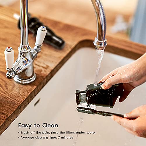 Slow Juicer Machine, Crenova Cold Press Masticating Juicer with 95% Juice Yield, Low Noise, Portable Bottle, Brush, Vegetable & Fruit Juice Recipes, Easy to Assemble & Clean