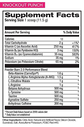 Rivalus, Powder Burn 2.0 Punch 35 Serving, Knockout Punch, 17.6 Ounce
