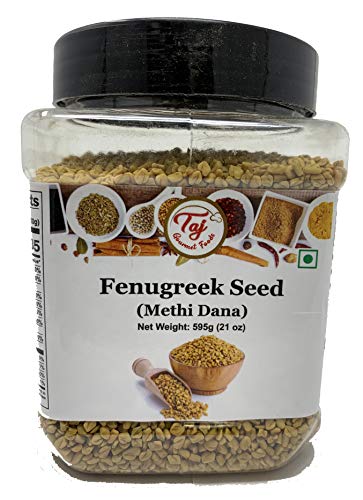 TAJ Premium Indian Methi Seeds, Fenugreek Seeds, Trigonella foenum graecum, (21 Ounce Jar)