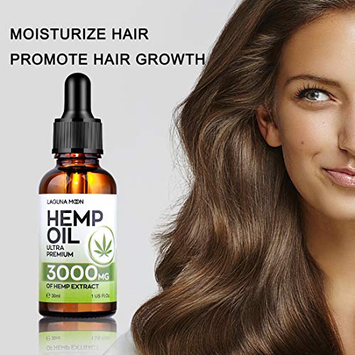 Lagunamoon Hemp Oil 3000 mg, Ultra Premium Hemp Seed Oil Help with Moisturize Skin & Reduce Hair Dryness, Vegan Friendly